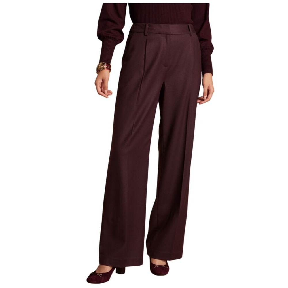 Talbots Womens Weston Pants size 10 Burgundy Wide-leg Y2K Pleated‎ Work Casual